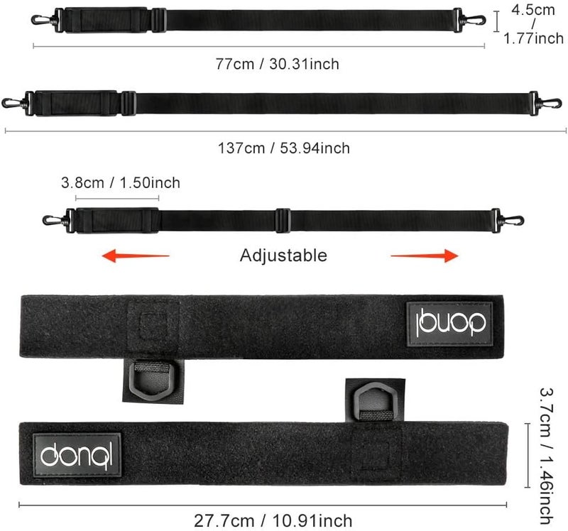DONQL Fishing Rod Straps Holder Belt, Durable Fishing Rod Carry Straps Adjustable Length 30-54 Inch Fishing Poles Holder Strap Rod Shoulder Belt Travel Tackle Carrier for Freshwater Saltwater, Black - Image 2